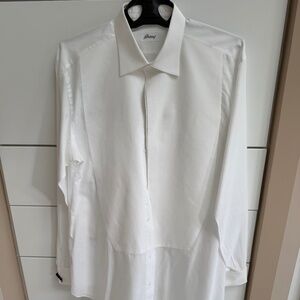 White Brioni tux shirt, French cuffs, size 44/17